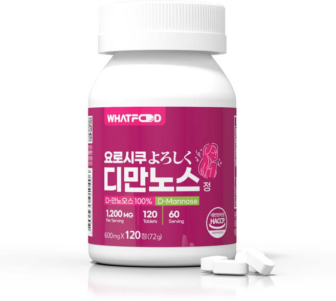 왓푸드 요로시쿠 디만노스 정 (600mg), 1개, 실속형(본품만), 120정
