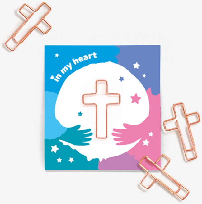 위드지저스 내 마음의 십자가 클립 - 로즈골드 (4개 1세트) 십자가 배지 장식 북마크 책갈피