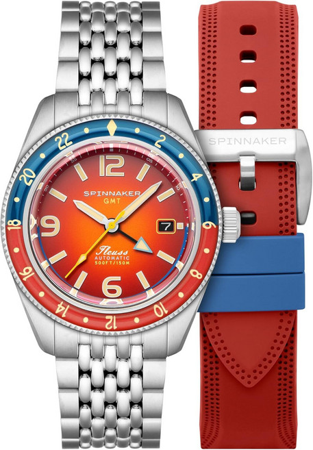 Spinnaker 남성용 43mm Fleuss GMT 자동 시계 솔리드 스틸 스트랩 SP-5120