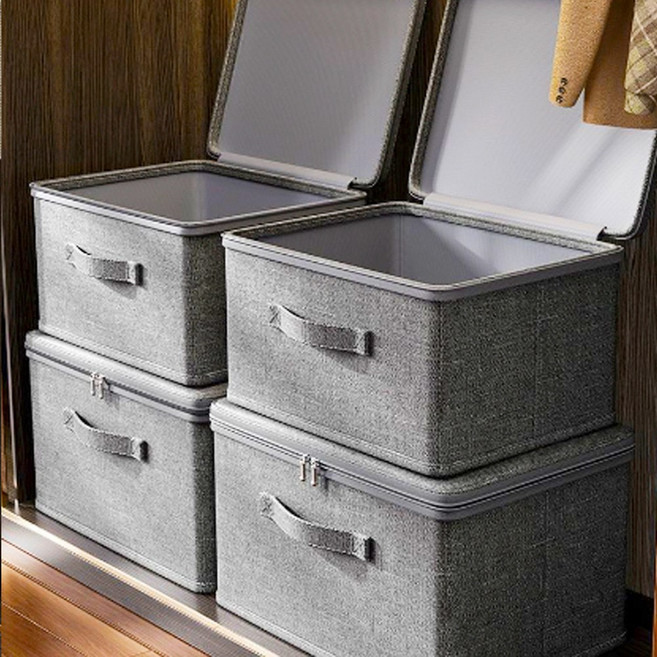 레디박스 대용량 손상 걱정없는 지퍼 커버형 다용도 수납 이불 의류 옷 정리함, 2개, 딥그레이