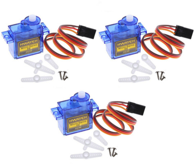 JK 서보모터 미니 마이크로 9G 180도 소형 RC 아두이노 SG 90 교육 연구 개발 코딩, 3개, 블루