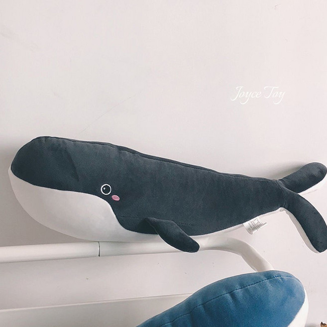Jf Aixini 巨型鯨魚毛絨玩具 柔軟填充睡枕, 黑色,80 厘米 - 帶拉鍊, 1個