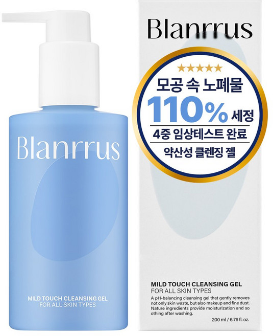 블랑루스 마일드 터치 클렌징 젤 약산성클렌저 부드러운 폼클렌저 아침세안 촉촉한클렌징, 1개, 200ml