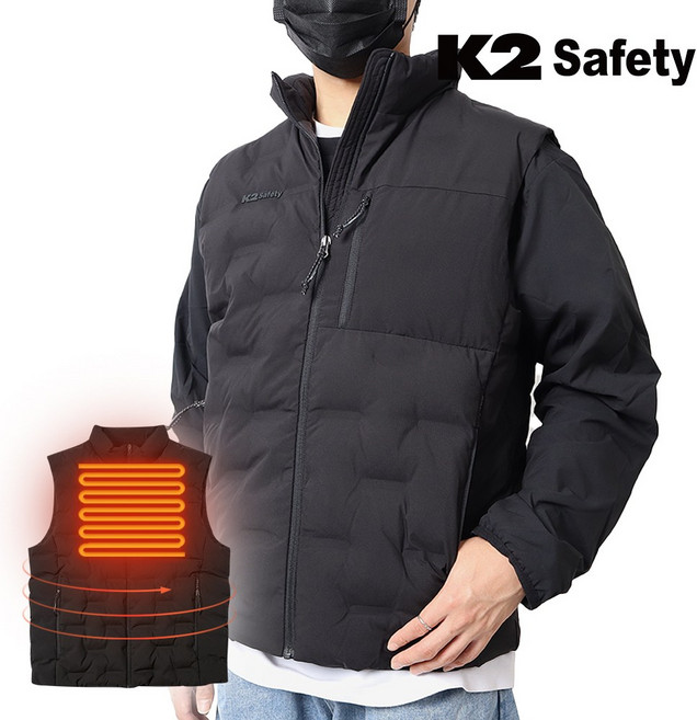 K2 세이프티 발열조끼 열선 온열 패딩 조끼 온도조절 배터리 포함