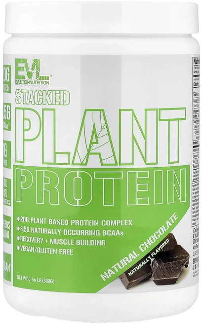 매우편하고 EVLution Nutrition Stacked Plant Protein 천연 초콜릿 300g(0.66lb) 끝내주게잘나가는상품, 1, 300g - 쿠팡