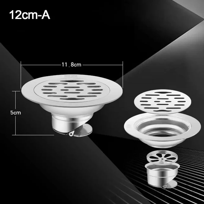 스테인레스 스틸 바닥 배수구 12CM 커버 하수구 채반 싱크대 탈착식 사각형 이중 목적 세탁기 CM 욕실 10