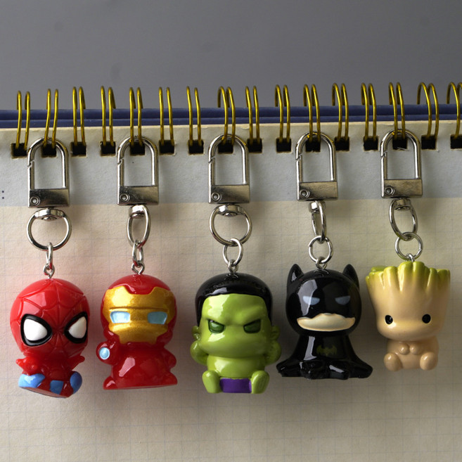 번블랙 마블 어벤져스 로봇 히어로 액션 캐릭터 피규어 키링 스파이더맨 아이언맨 키홀더 자동차 가방장식 굿즈, 1세트, 어벤져스5종