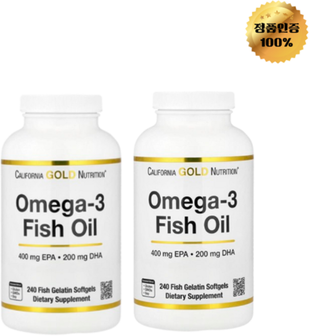 1+1 캘리포니아 골드 뉴트리션 오메가3 피쉬 오일 1000mg 소프트젤 240정, 2개, 240회분