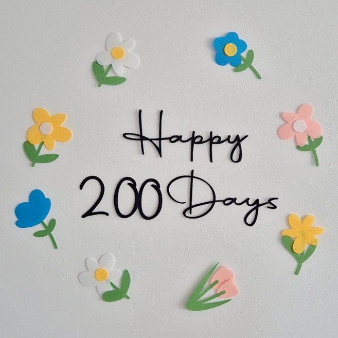 레몬스튜디오 아기 셀프촬영소품 펠트숫자 세트 기념일 촬영 성장사진, 1세트, 200일