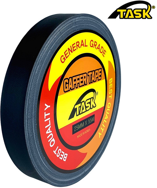 테스크 수출용(국내산) 개퍼테이프 무광 면테이프 25MM X 55M MATT BLACK, 1개