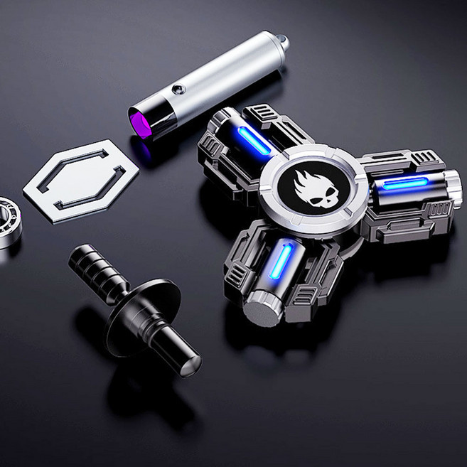 LED 메탈 라이트 레인보우 야광 피젯 스피너 무지개 푸쉬팝 팝잇 스트레스해소 집중력향상 무음 손장난감, 1개