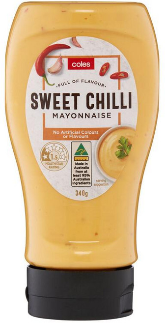 호주 콜스 Coles Sweet Chilli Mayonnaise 스위트 칠리 마요네즈, 8개, 340g