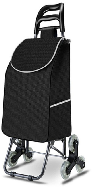 계단오르는 세발 접이식 쇼핑 카트 시장 바구니, (크리스탈휠)블랙, 1개