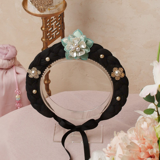 초콜리트쥬얼리 꽃 아씨마님 플라워 핸드메이드 전통 가채 돌촬영 컨셉사진 한복 소품 머리띠 - 5color