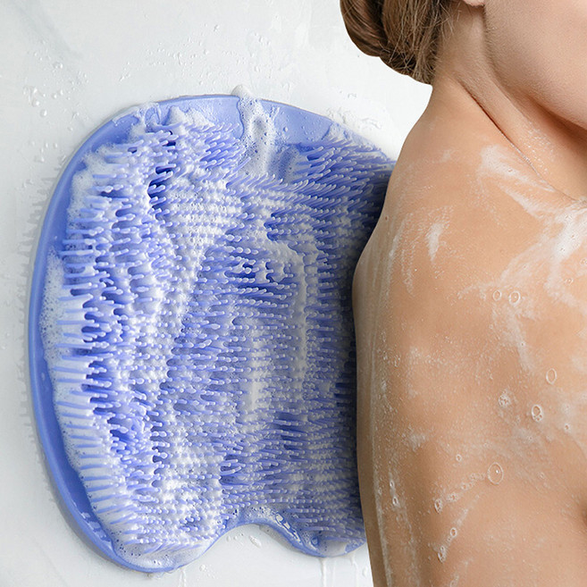 흡착식 셀프 등밀이 초간단 벽부착 바디 풋 등 샤워 브러쉬, 블루, 1개, 1개입