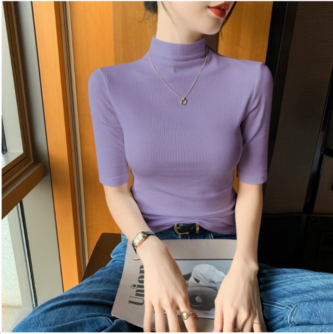 에쉬울프 여성 반목 베이직 심플 반팔티셔츠