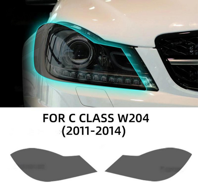 클래스 자동차 헤드라이트 필름 투명 스모크 보호 스크래치 방지 스티커, 1개, 1. smoked film