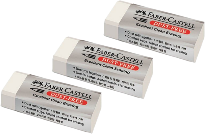 파버 카스텔 더스트프리 지우개 대, 62mm 대형 화이트, 3개