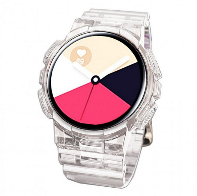 갤럭시워치 액티브2 투명 밴드 케이스 스포츠 여름 스트랩 시계줄 일체형 40mm 44mm, 40mm_클리어블랙, 1