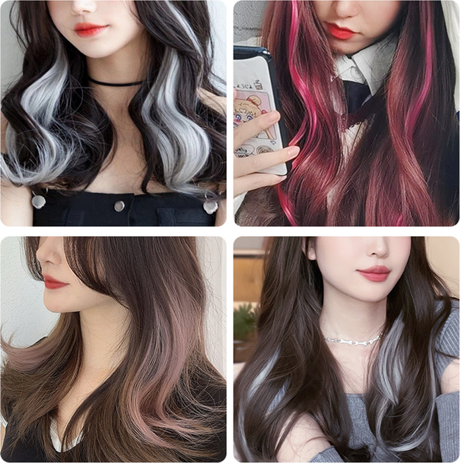 원톤 웨이브 헤어피스 붙임머리 브릿지 컬러 똑딱이, E0057. 그레이 블루, 1개