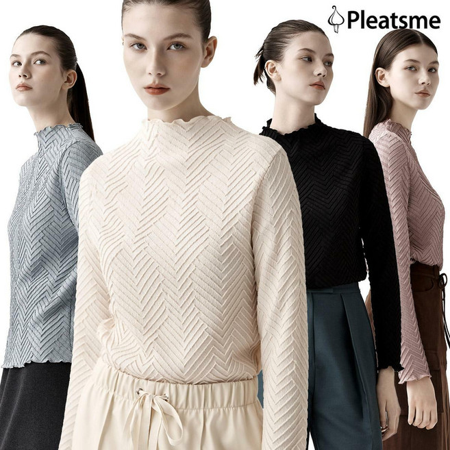 (남은수량 극소량! 2만원 최초인하) 25FW 플리츠미 쉐브론 자수 블라우스 (직)