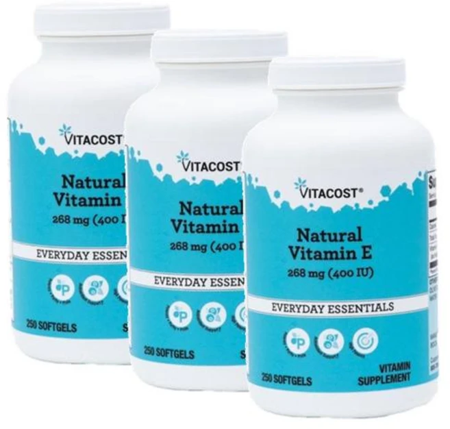 비타코스트 내추럴 비타민E 400IU Vitacost Natural Vitamin E, 3개, 250정 - 쿠팡