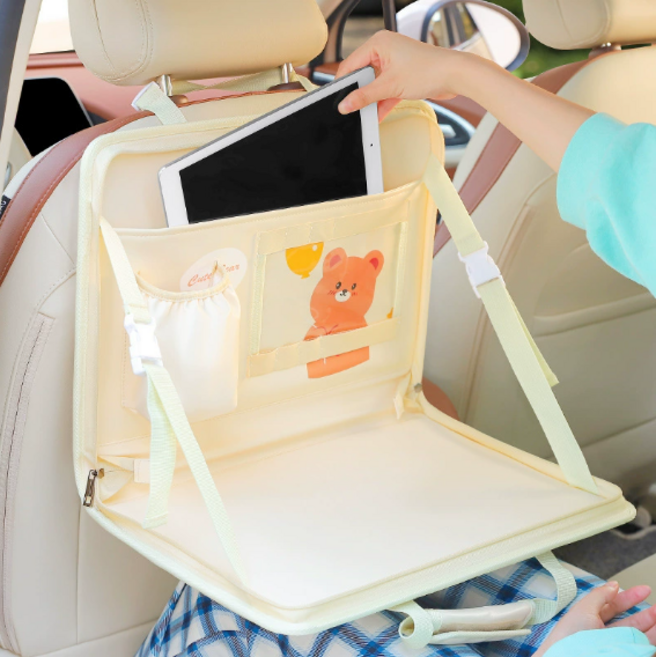 GAPINO 접이식 차량용 멀티 테이블 리어시트식판 간이테이블, 베이지, 1개