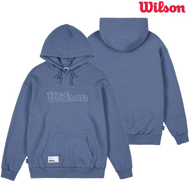 윌슨 빅로고 기모 후드티 7681 블루 겨울 남성 여성