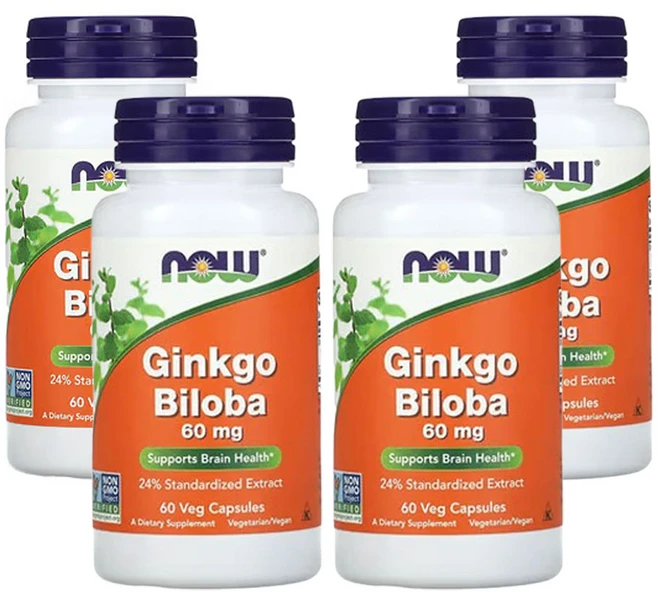 나우 푸드 은행나무 60mg 60베지캡슐, 4개, 60정 - 쿠팡