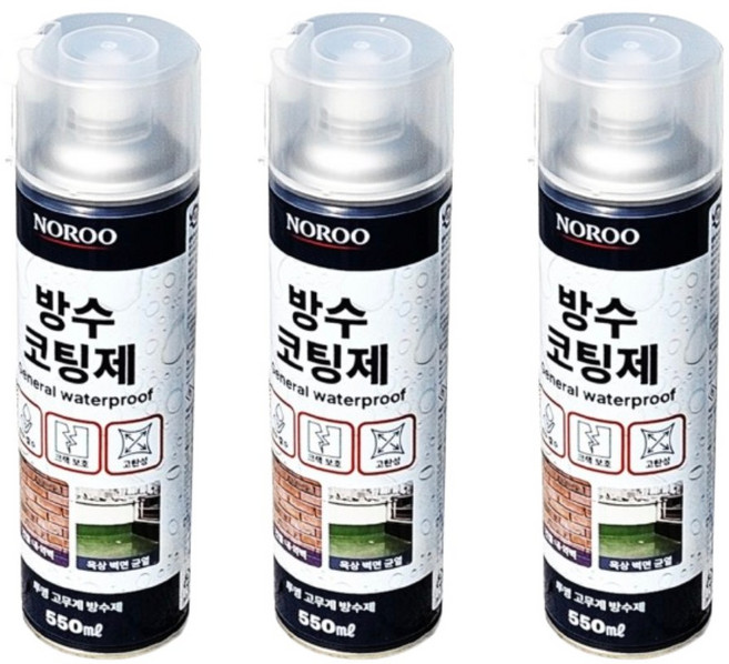 노루페인트 다용도 외벽 옥상 방수 코팅제 스프레이, 투명, 550ml, 3개