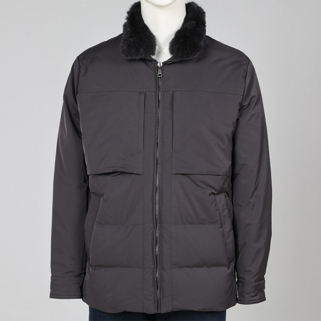 본사직영_런던포그 남성 차콜 덕다운 토끼털 패딩 점퍼 ( LOWBA356 )
