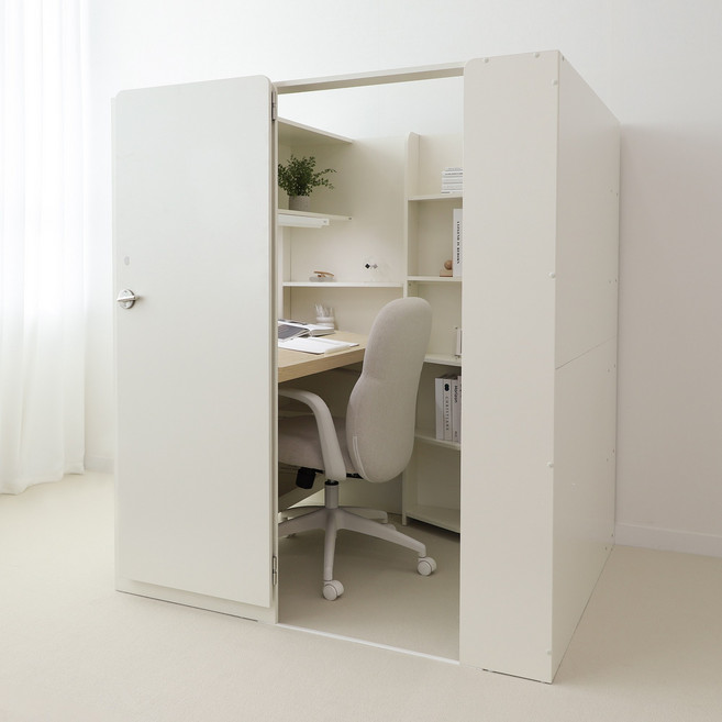 스터디플랜 플랜EROOM1200 1인실 집중력 독서실책상 수납책장형, 왼쪽문형