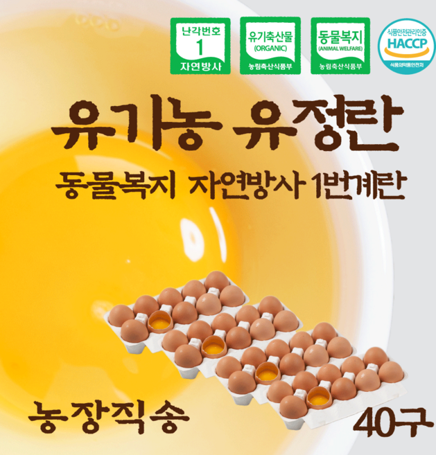 올계 유기농 유정란 난각 번호 1번 동물 복지 자연 방사 항생제 사용하지 않은 계란 달걀, 10구, 4개
