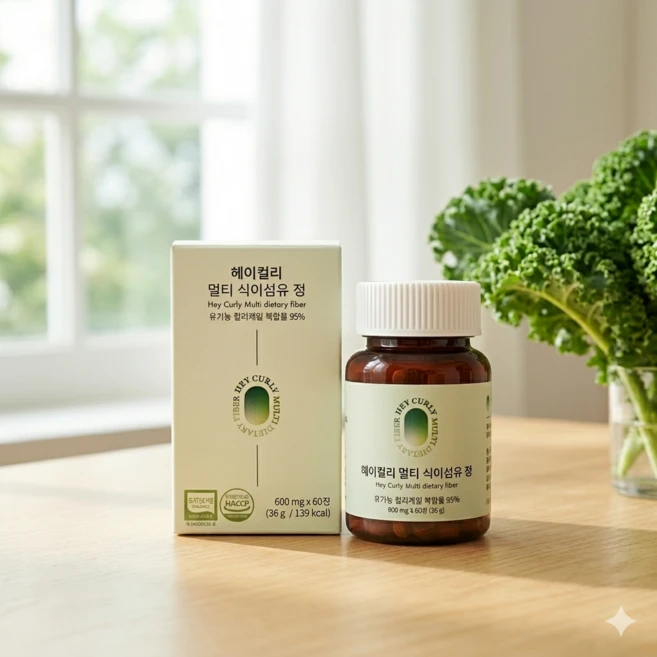 헤이컬리 멀티 식이섬유정 유기농 컬리케일 식이섬유 영양제 황금배합 식전야채 보충제, 1개, 60정 - 쿠팡
