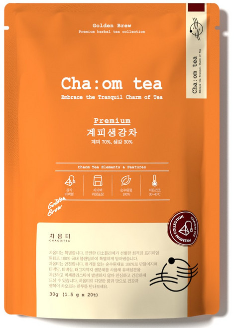 차옴티 계피생강차 티백, 1개, 1.5g, 20개입