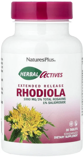 네이쳐스플러스 허벌 엑티브 홍경천 오래 지속되는 체내흡수 1000 mg 식물성 알약 30정, 1개 - 쿠팡