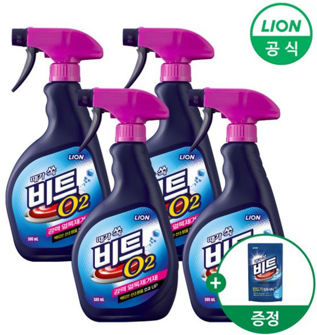 리이온 찌든 때가 쏙 비트 O2 강력 얼룩제거제, 500ml, 4개
