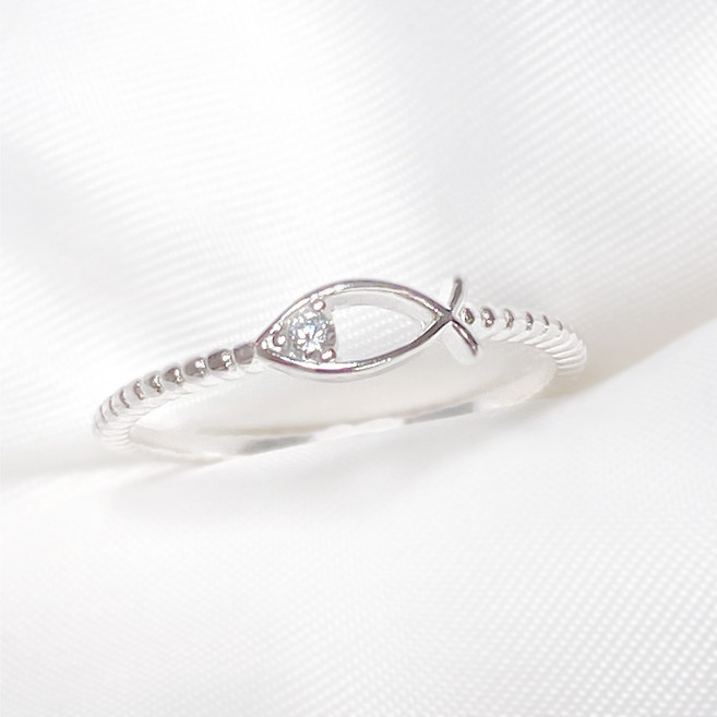 물고기반지 실버 925 모녀 행운 큐빅 물고기 은 애끼 반지 수능 재물운