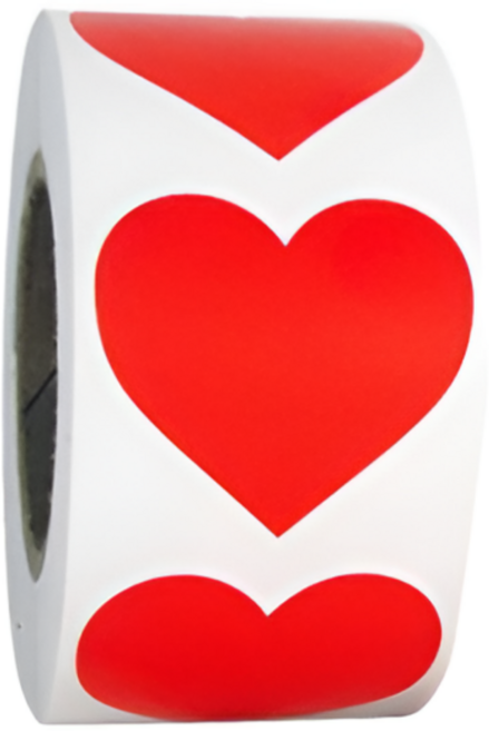 빅사이즈 500매입 레드 하트 롤 스티커 3.8cm, 1세트, 대형 레드(S424) 500매