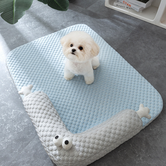 매일그개와 강아지 고양이 방석 냉감 패드 방석 쿠션, 옐로우, 1개