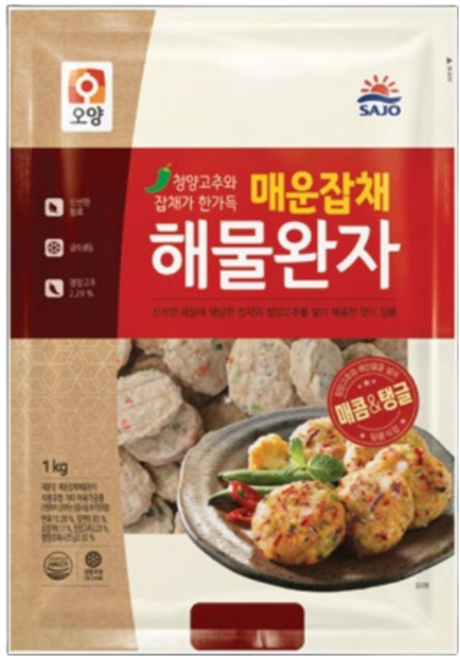 [얌얌마켓] 사조오양 냉동 매운잡채해물완자 1kg (아이스팩+드라이아이스 포함), 1개