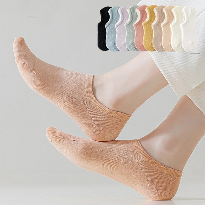 여름 여성 여자 순면 95% 마카롱 컬러 앵글 스니커즈 덧신 양말 5켤레세트