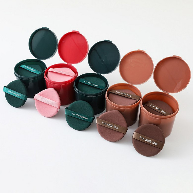 후르츠파이퍼프세트 양면쿠션퍼프파인애플파이퍼프퍼프, 색깔1, 브라운(물방울모양), 1개