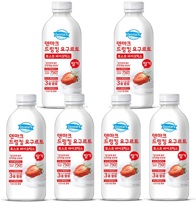 덴마크 드링킹요구르트 딸기 750mLx6병/대용량/무배, 6개, 750ml