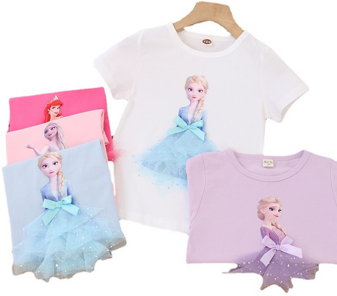 엘사 반팔티 여아 유아 키즈 여름 반팔티 봄가을 긴팔티 주니어 자매룩 디즈니공주 스팽글 글리터 샤드레스 티셔츠