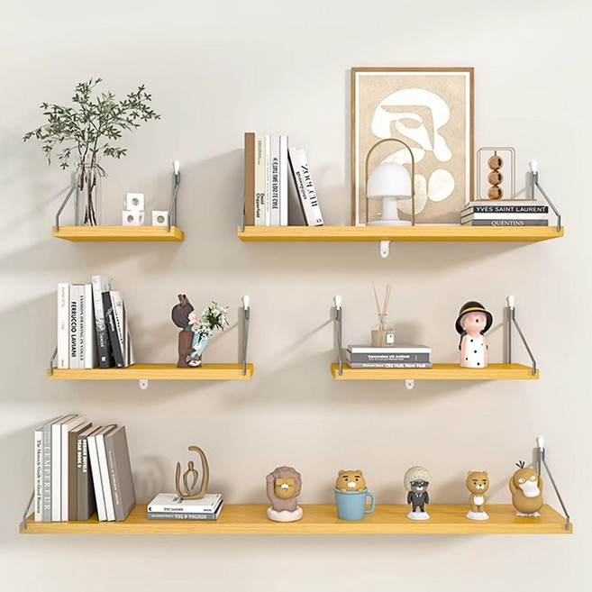 Aram 무타공선반 인테리어 못없이 벽선반 원목 벽걸이선반 다용도 수납선반, 오크우드, 1단