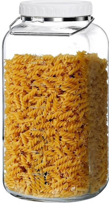미르코리아 갤런 담금주 눈금 유리병 스크류캡 스텐손잡이 사각, 7600ml, 1개