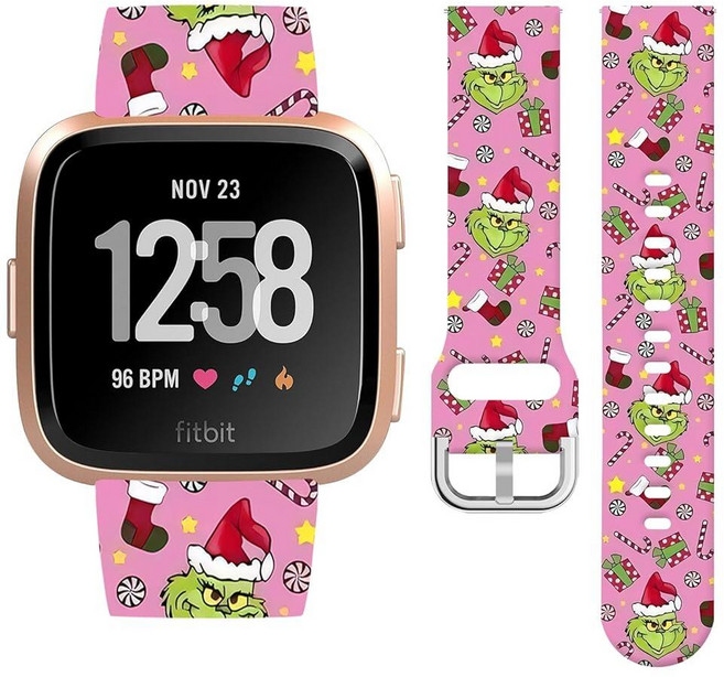 Watbro Fitbit Versa/Lite/Fitbit Versa 2 밴드와 호환되는 크리스마스 홀리데이 시계 밴드 여성용 남성용 부드러운 실리콘 스트랩 교체 액세서리, 크리스마스 9