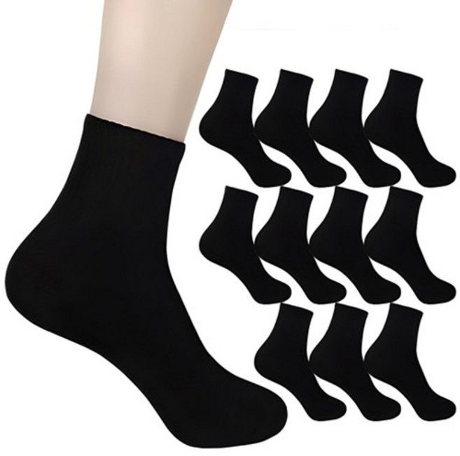 더베이직 남성용 스포츠 커버 중목 양말 12켤레