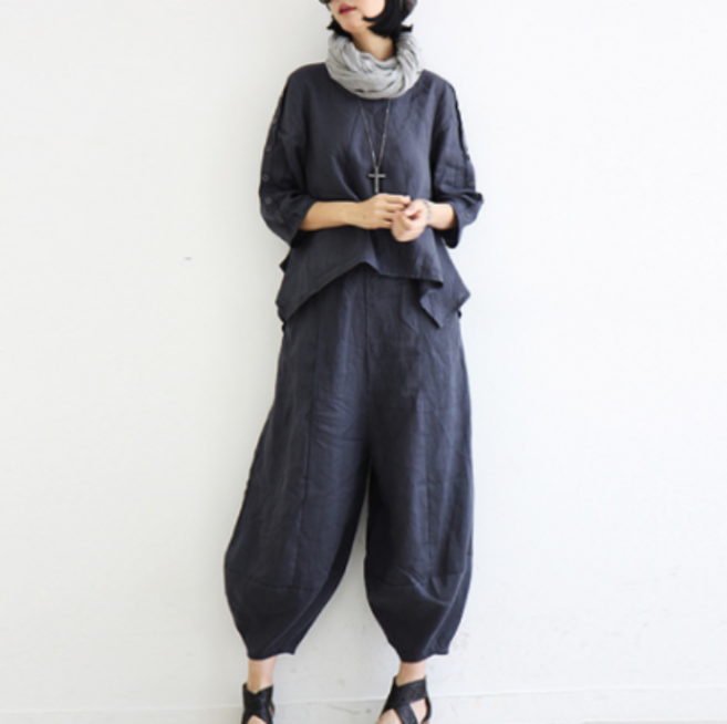 바니드 여성 중년여성 린넨 상하세트 지누시 절복 생활한복 0574